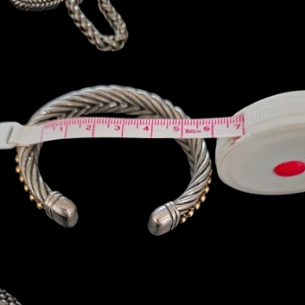 π£ Vintage Set Cable Cut Bold Silver/Gold Tone Cuff 1 Necklace & Bracelets x3 π - Picture 12 of 13